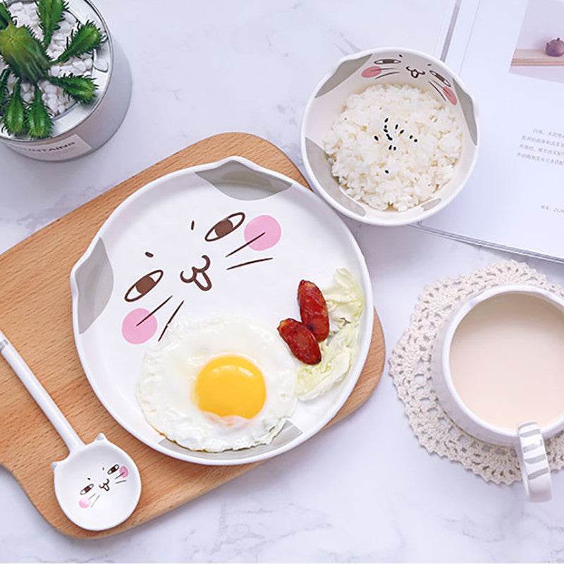 Japanese Ceramic Children's Dinner Plate Bowl Set Creative - Mubimart