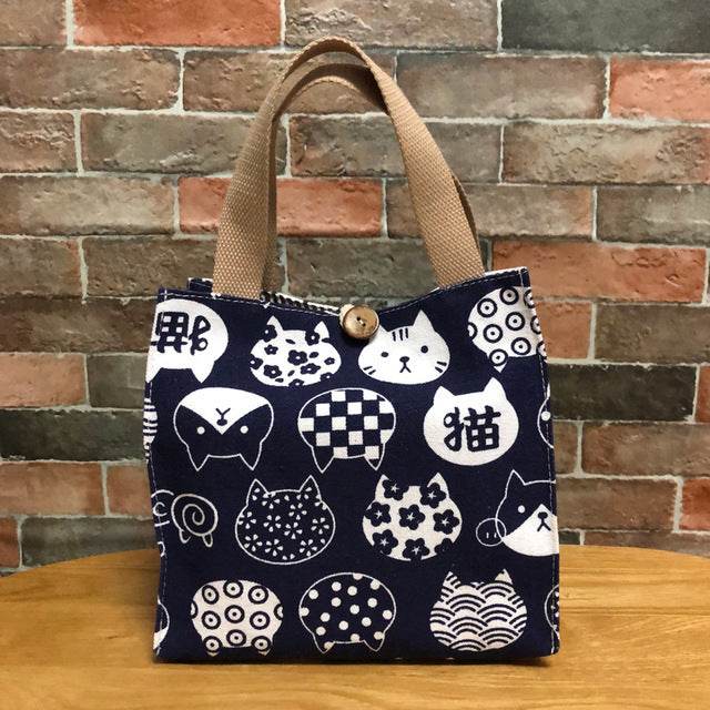 Japanese Cute Tote Bag Lunch Box Bag Lunch Bag Lunch Bag Canvas With Rice Mommy Bag Student Stew Pot - Mubimart