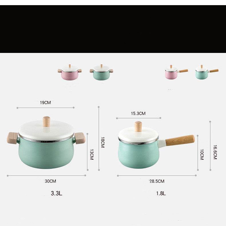 Japanese Enamel Soup Baby Food Supplement Milk Pot - Mubimart