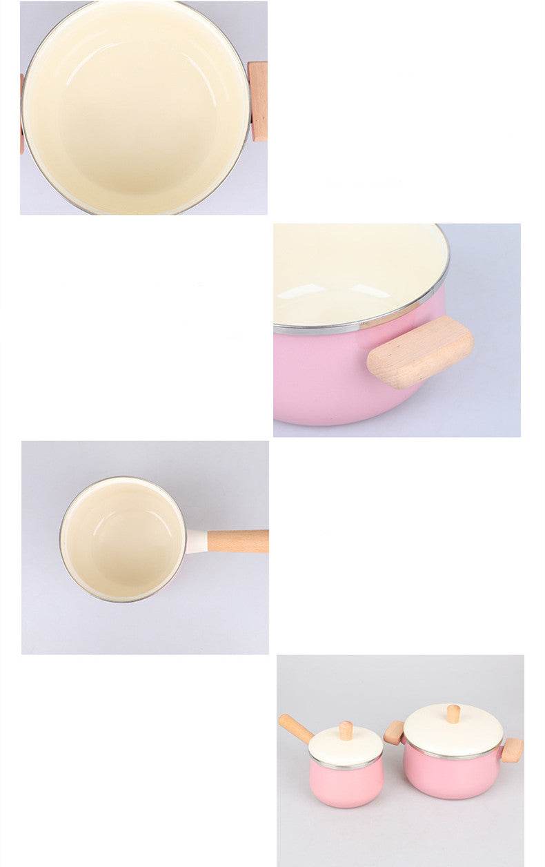 Japanese Enamel Soup Baby Food Supplement Milk Pot - Mubimart
