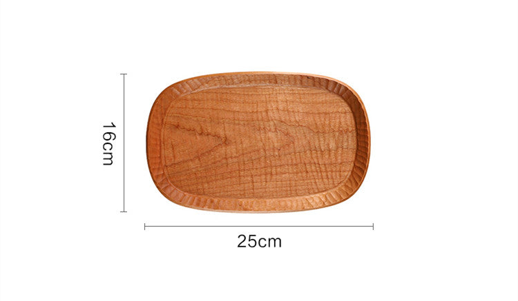 Japanese Hand-carved Coffee Tray, Snack Tray, Cherry Wood Carved Oval Tea Tray, Fruit Tray - Mubimart -  