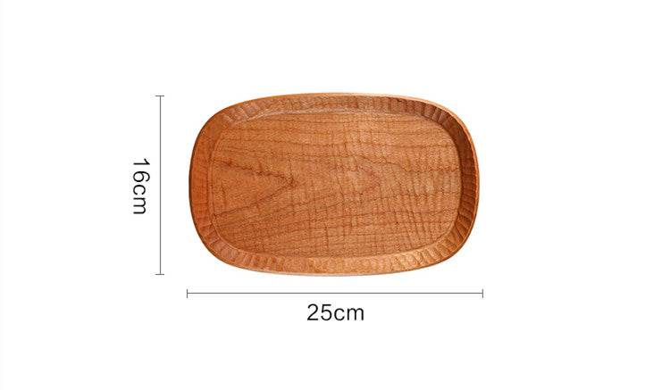 Japanese Hand-carved Coffee Tray, Snack Tray, Cherry Wood Carved Oval Tea Tray, Fruit Tray - Mubimart