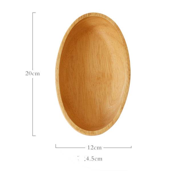 Japanese Rubberwood Boat Shape Oval Wooden Bowl - Mubimart