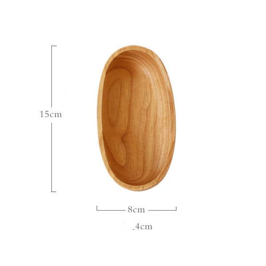 Japanese Rubberwood Boat Shape Oval Wooden Bowl - Mubimart