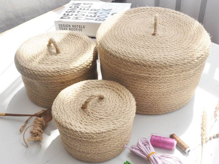 Japanese Style Linen Table Top Sundries Storage Basket - Mubimart