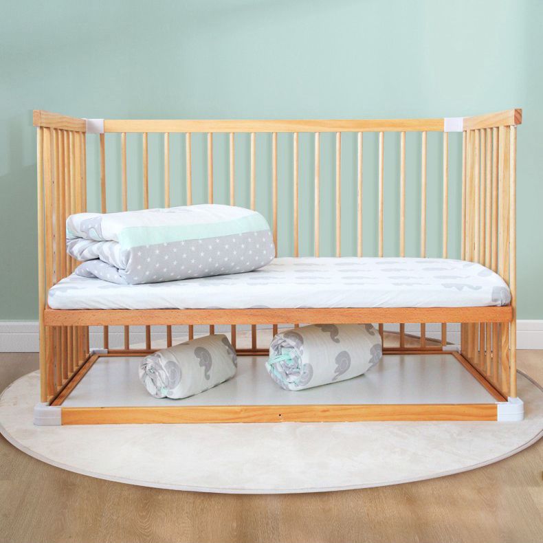 Japanese Style Solid Wood Newborn Crib Splicing Bed Pine With Guardrail - Mubimart - Bassinets & Cradles 