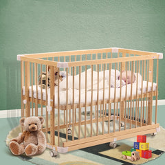 Japanese Style Solid Wood Newborn Crib Splicing Bed Pine With Guardrail - Mubimart -  