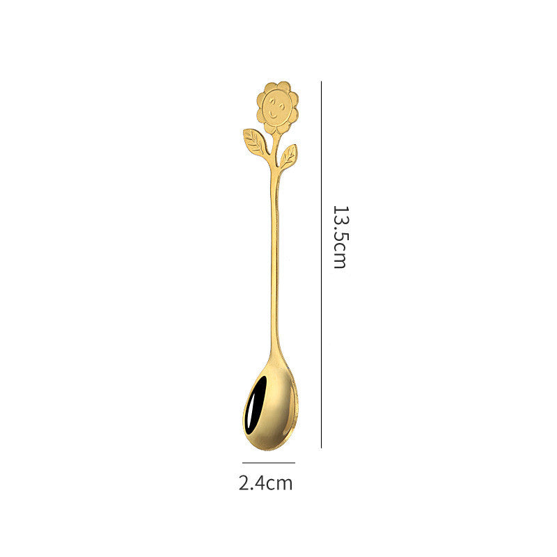 Japanese Style Stainless Steel Cartoon Sunflower Spoon - Mubimart -  