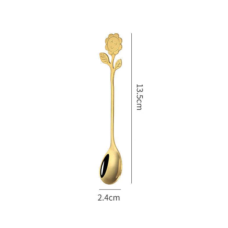 Japanese Style Stainless Steel Cartoon Sunflower Spoon - Mubimart