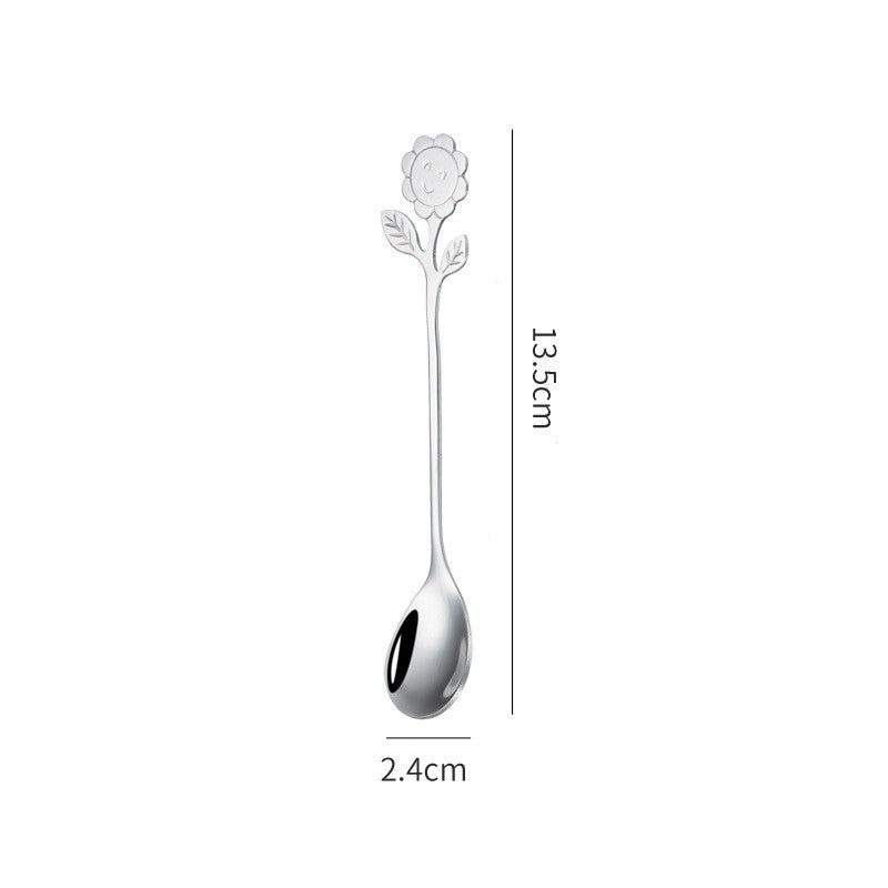 Japanese Style Stainless Steel Cartoon Sunflower Spoon - Mubimart -  