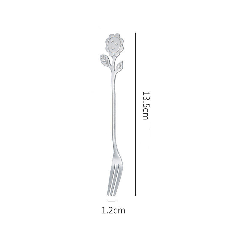 Japanese Style Stainless Steel Cartoon Sunflower Spoon - Mubimart -  