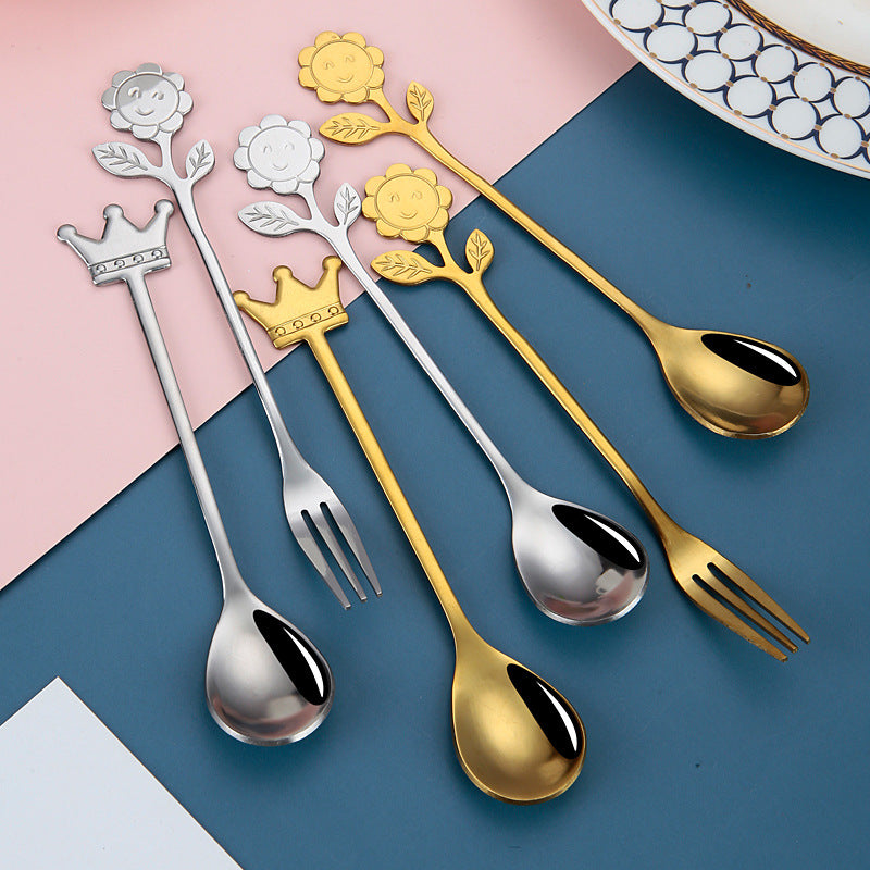 Japanese Style Stainless Steel Cartoon Sunflower Spoon - Mubimart -  