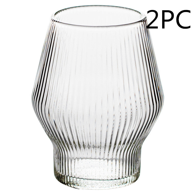 Japanese Style Vertical Pattern Glass Wine Glass Creative Whiskey Glass - Mubimart -  