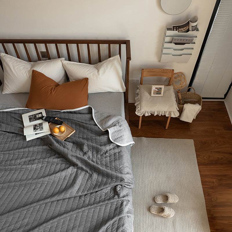 Japanese Summer Quilt, Indian Cotton Summer Cool Quilt, Air Conditioner Quilt, Summer Blanket, Pure Cotton Striped Quilt - Mubimart