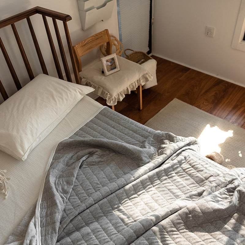 Japanese Summer Quilt, Indian Cotton Summer Cool Quilt, Air Conditioner Quilt, Summer Blanket, Pure Cotton Striped Quilt - Mubimart