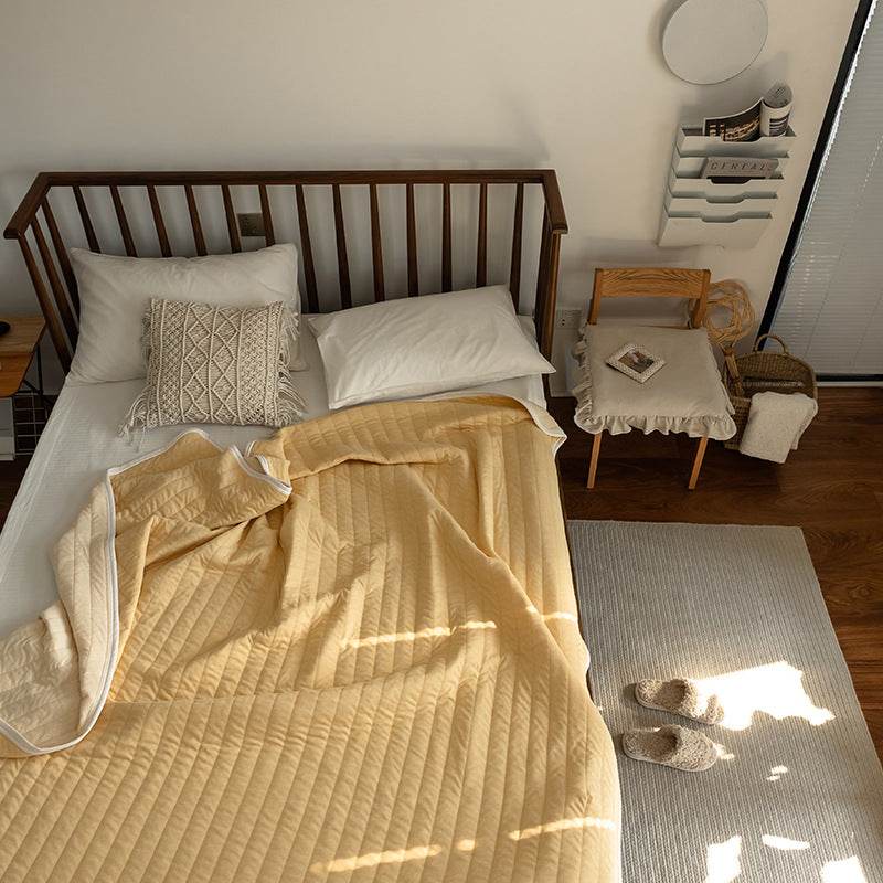 Japanese Summer Quilt, Indian Cotton Summer Cool Quilt, Air Conditioner Quilt, Summer Blanket, Pure Cotton Striped Quilt - Mubimart