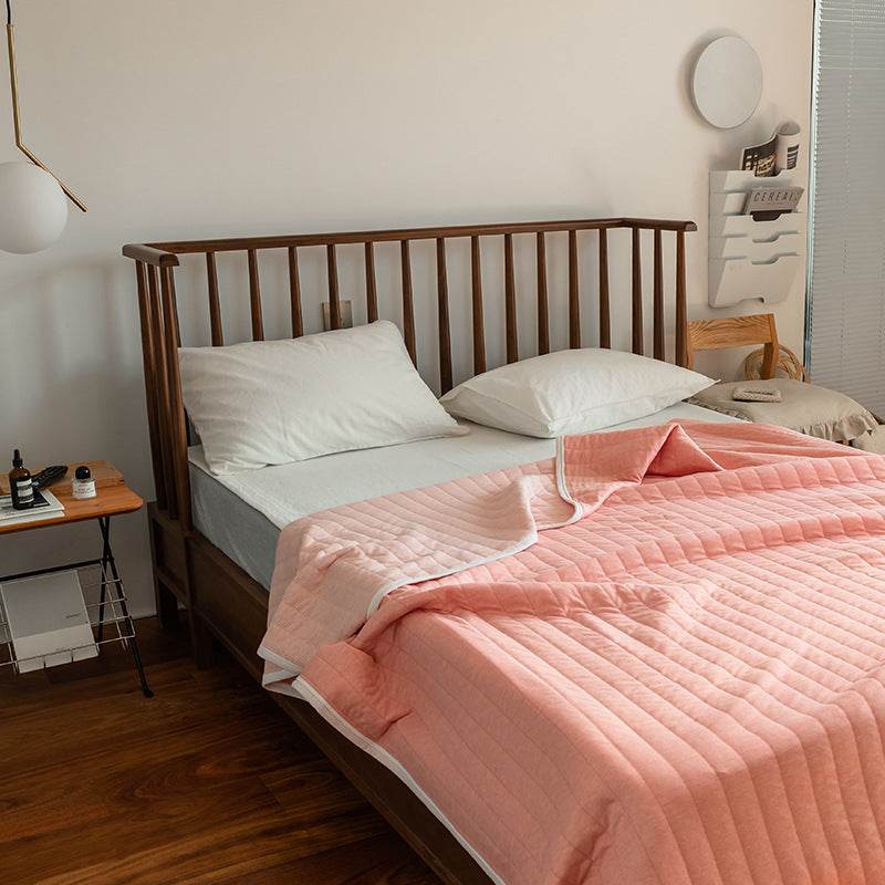 Japanese Summer Quilt, Indian Cotton Summer Cool Quilt, Air Conditioner Quilt, Summer Blanket, Pure Cotton Striped Quilt - Mubimart