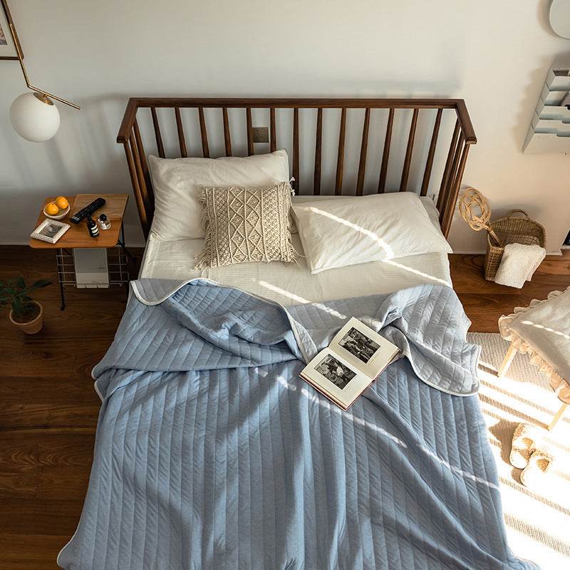 Japanese Summer Quilt, Indian Cotton Summer Cool Quilt, Air Conditioner Quilt, Summer Blanket, Pure Cotton Striped Quilt - Mubimart