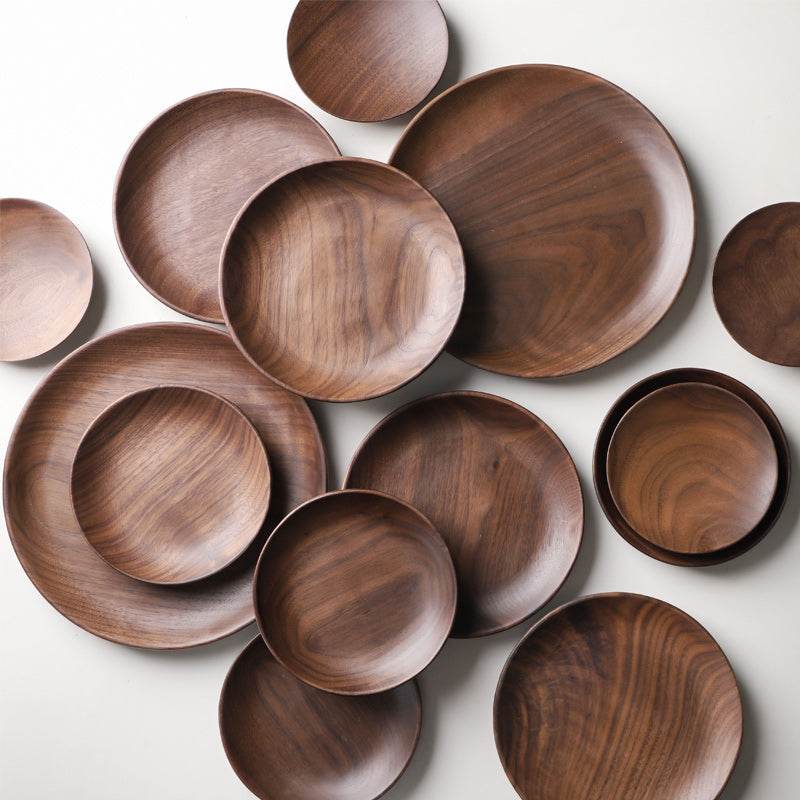 Japanese Wooden Fruit Bowl Round Wooden Plate Idea - Mubimart