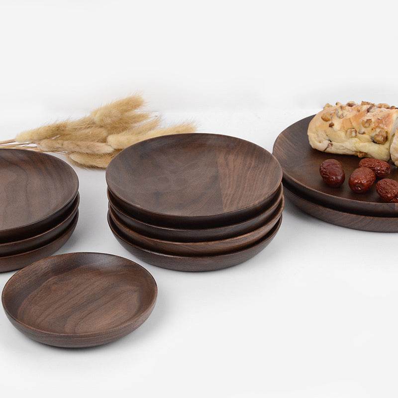 Japanese Wooden Fruit Bowl Round Wooden Plate Idea - Mubimart