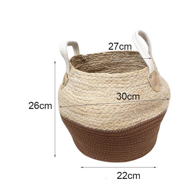 Japanese Woven Storage Basket Desktop Storage Box Snack Storage Box Toy Straw Storage Box Living Room Without Cover Basket - Mubimart
