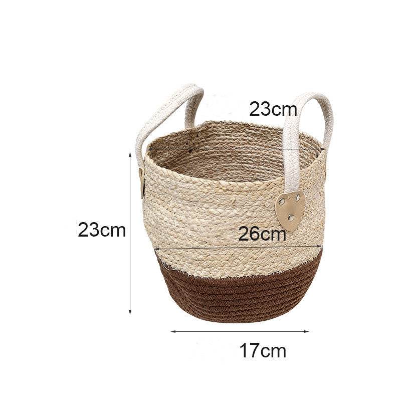 Japanese Woven Storage Basket Desktop Storage Box Snack Storage Box Toy Straw Storage Box Living Room Without Cover Basket - Mubimart