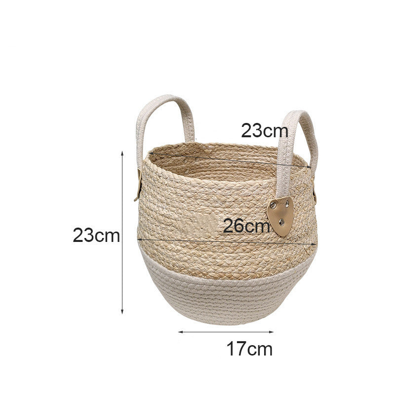 Japanese Woven Storage Basket Desktop Storage Box Snack Storage Box Toy Straw Storage Box Living Room Without Cover Basket - Mubimart -  