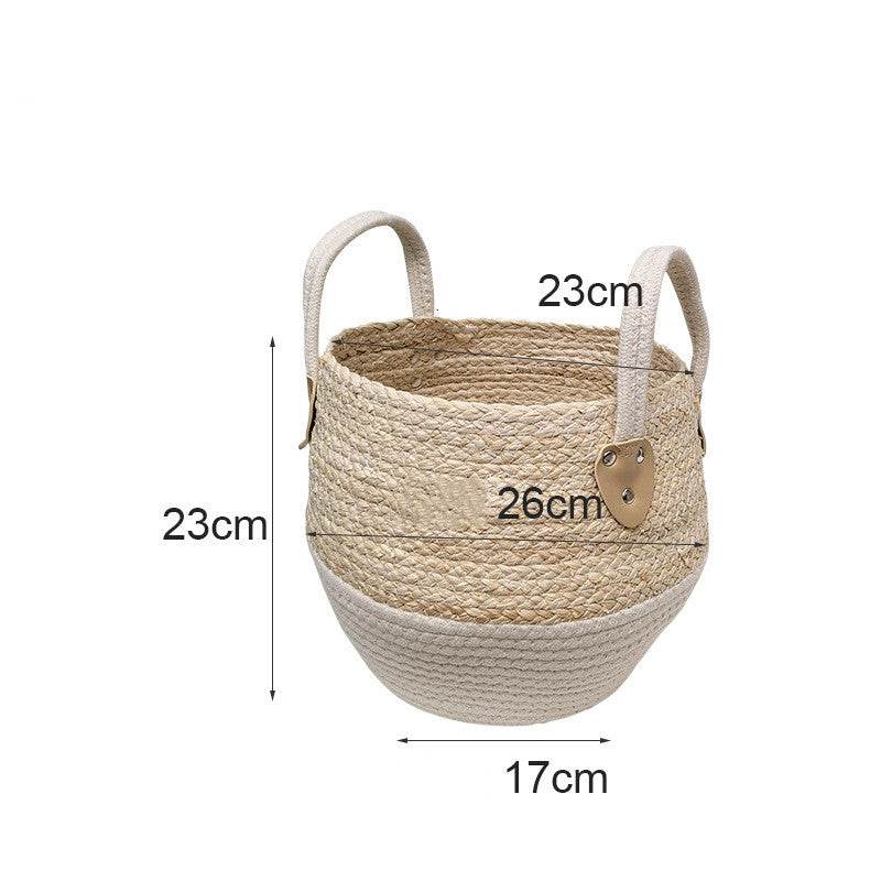 Japanese Woven Storage Basket Desktop Storage Box Snack Storage Box Toy Straw Storage Box Living Room Without Cover Basket - Mubimart