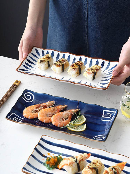Japanese-style Dinner Plate, Household Ceramic Plate, Breakfast Plate, Tableware, Fish Plate, Sushi Plate - Mubimart