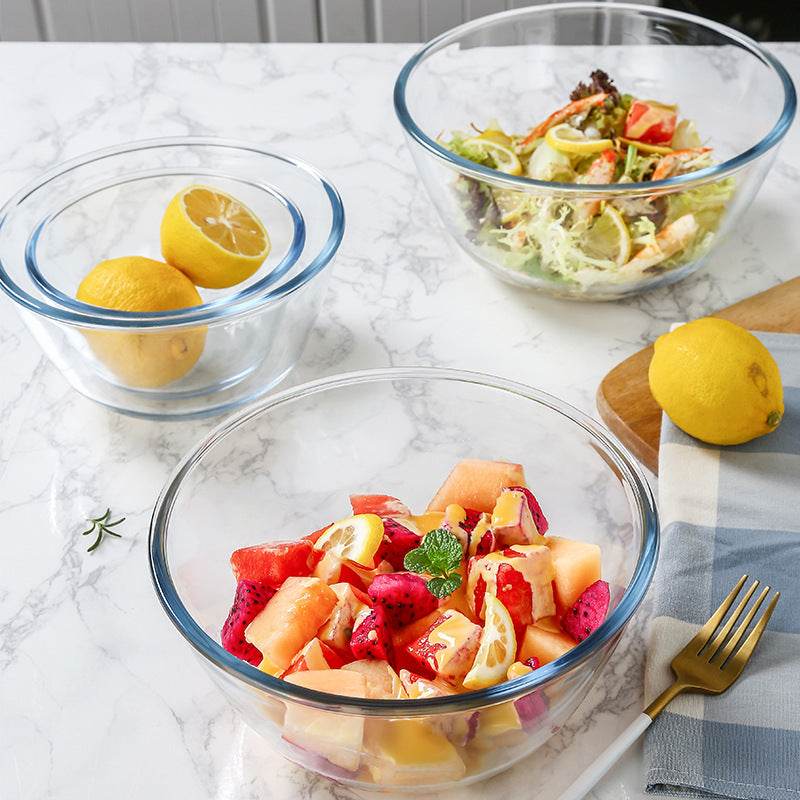 Japanese-style Transparent Glass Salad Bowl Large Instant Noodle Bowl Creative Bowl Microwave Oven Household And Noodle Bowl - Mubimart
