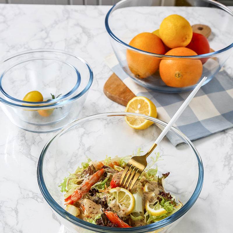 Japanese-style Transparent Glass Salad Bowl Large Instant Noodle Bowl Creative Bowl Microwave Oven Household And Noodle Bowl - Mubimart