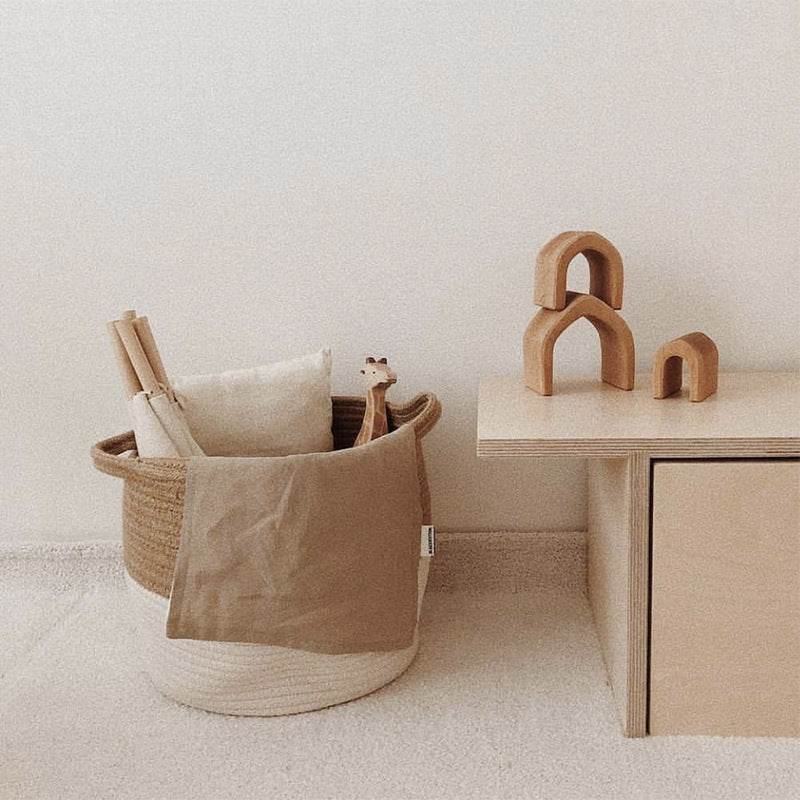Jute Cotton Woven Storage Basket Storage Box Household Goods Toy Storage Bag - Mubimart