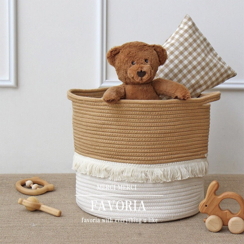 Jute Cotton Woven Storage Basket Storage Box Household Goods Toy Storage Bag - Mubimart -  