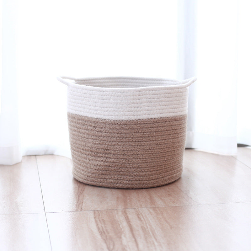 Jute Cotton Woven Storage Basket Storage Box Household Goods Toy Storage Bag - Mubimart -  