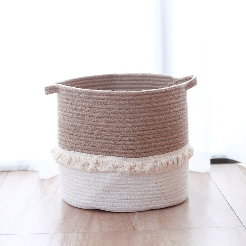 Jute Cotton Woven Storage Basket Storage Box Household Goods Toy Storage Bag - Mubimart - Storage Box 