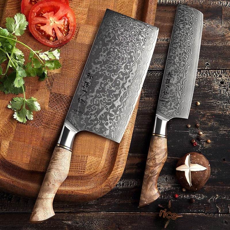 KD 67 Layer Damascus Knife Set - Nakiri Knife - Mubimart