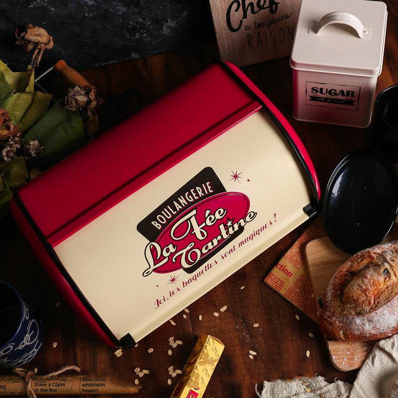 KL Tin Retro Red Bread Household Storage Box Biscuits - Mubimart