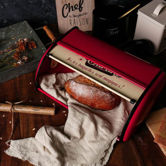 KL Tin Retro Red Bread Household Storage Box Biscuits - Mubimart