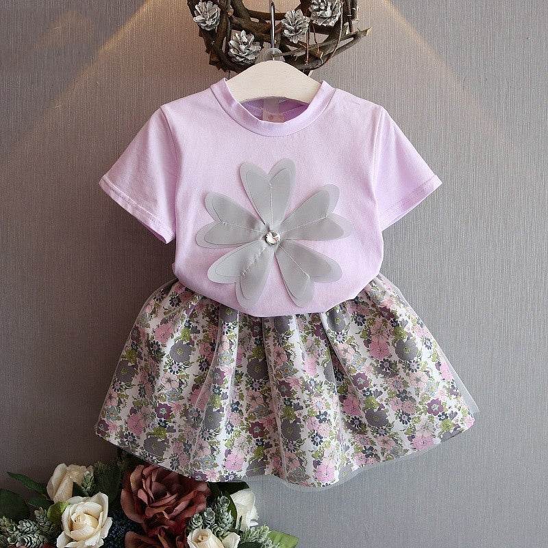Kids Baby Girls Clothing Sets Summer T-Shirts skirt Clothes - Mubimart