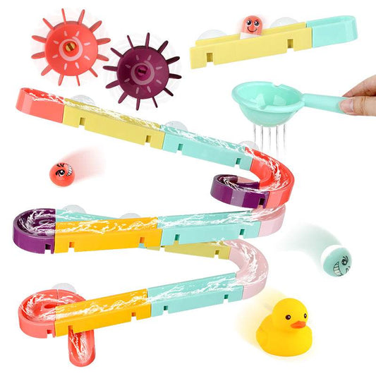Kids Bath Toys Wall Suction Cup Marble Race Run Track Bathroom Bathtub Baby Play Water Games Toy Kit for Children - Mubimart