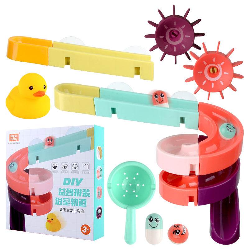 Kids Bath Toys Wall Suction Cup Marble Race Run Track Bathroom Bathtub Baby Play Water Games Toy Kit for Children - Mubimart