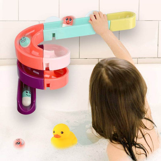 Kids Bath Toys Wall Suction Cup Marble Race Run Track Bathroom Bathtub Baby Play Water Games Toy Kit for Children - Mubimart