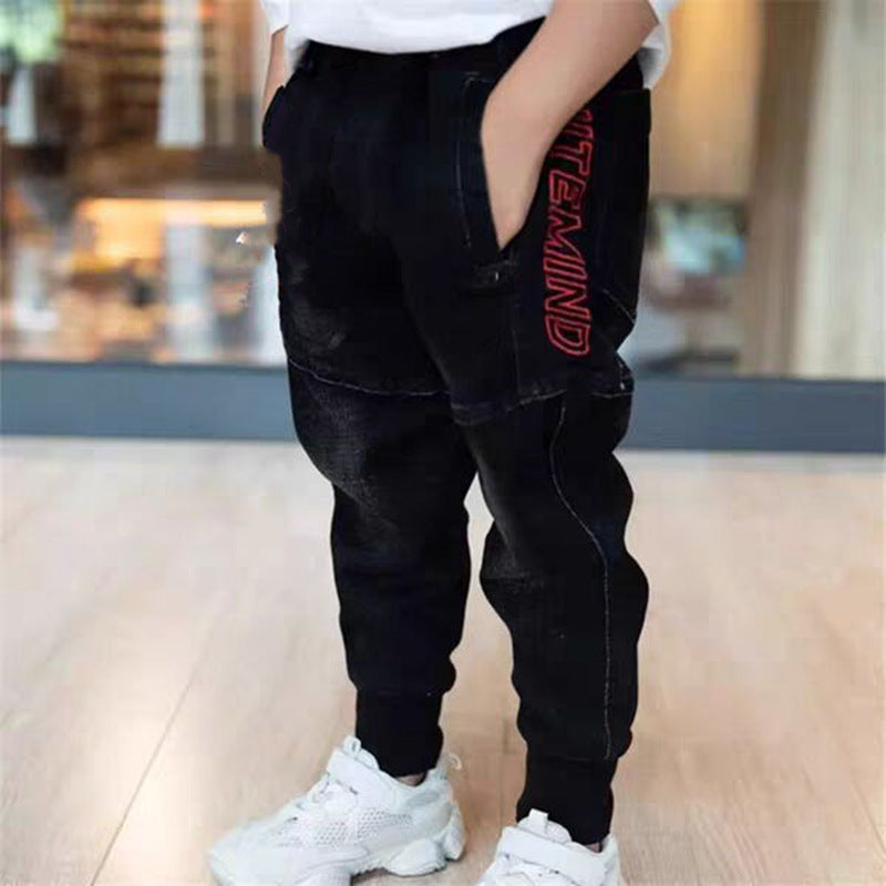 Kids Black Jeans Single Pants Spring And Autumn Boys Pants - Mubimart -  