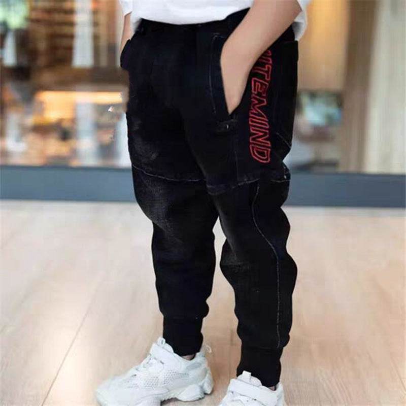 Kids Black Jeans Single Pants Spring And Autumn Boys Pants - Mubimart