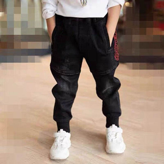 Kids Black Jeans Single Pants Spring And Autumn Boys Pants - Mubimart