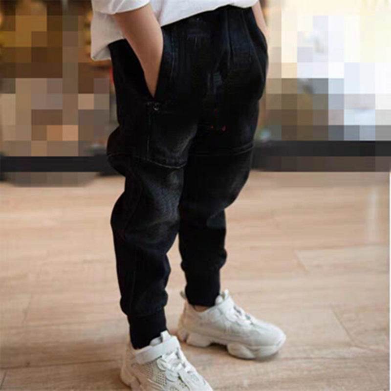 Kids Black Jeans Single Pants Spring And Autumn Boys Pants - Mubimart