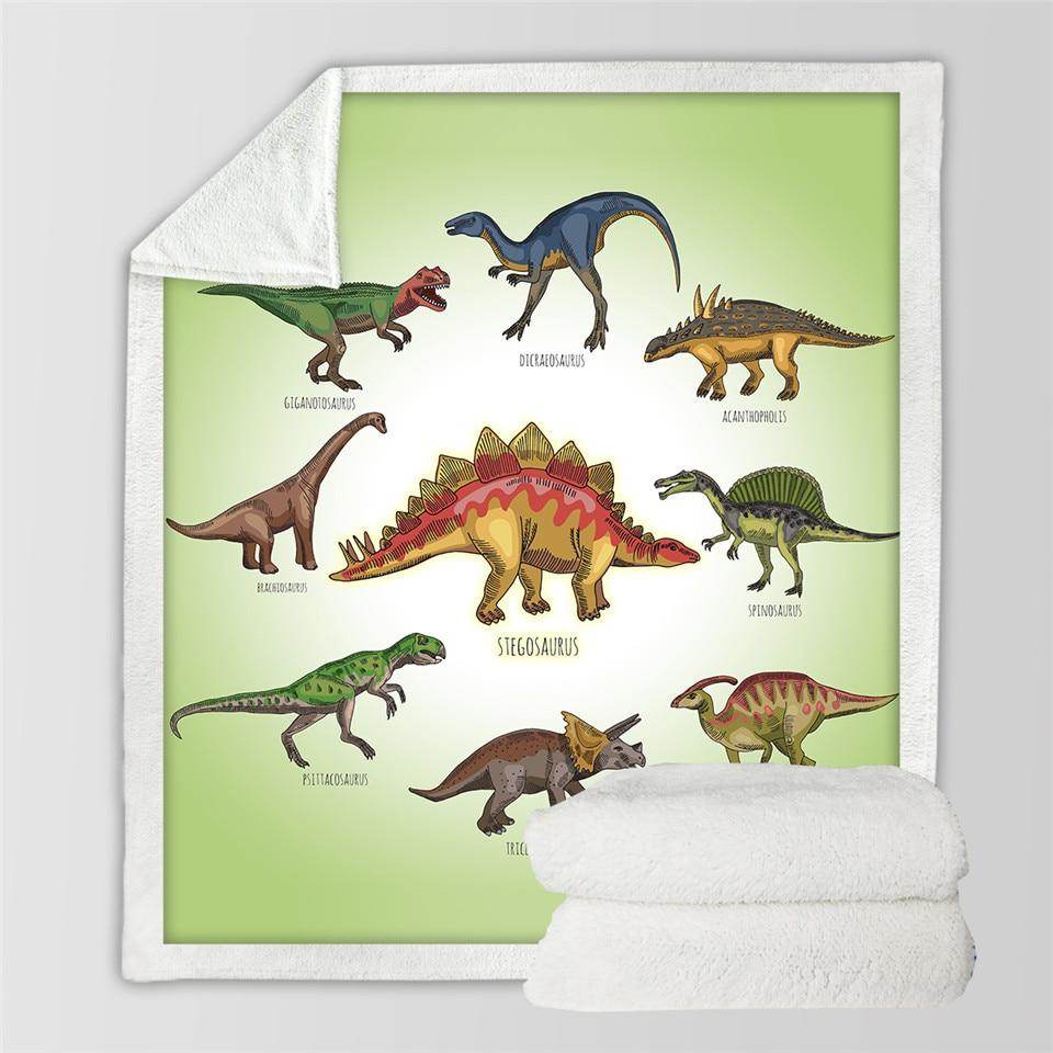 Kids Children Dinosaur Fluffy Soft Cotton Blanket Jurassic Cartoon Boys Girl Throw Blankets For Beds Home Textile Bedding Outlet - Mubimart