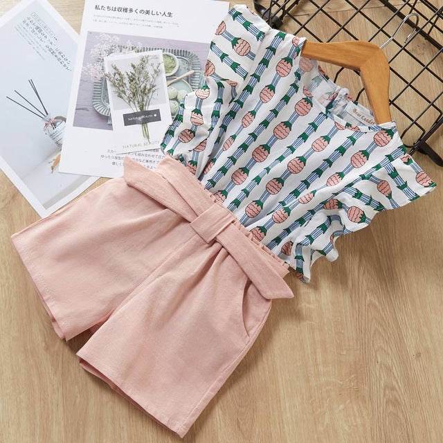 Kids Girls Clothes For Baby Girl Kids T-Shirt Shorts Suit - Mubimart