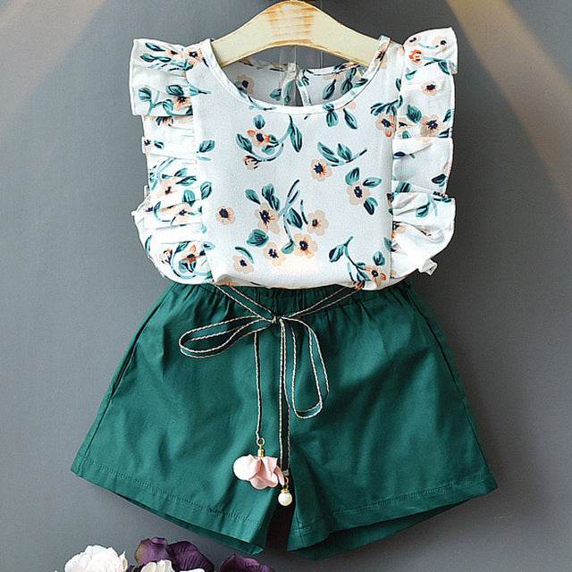 Kids Girls Clothes For Baby Girl Kids T-Shirt Shorts Suit - Mubimart