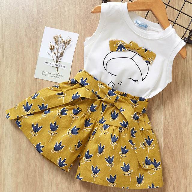 Kids Girls Clothes For Baby Girl Kids T-Shirt Shorts Suit - Mubimart